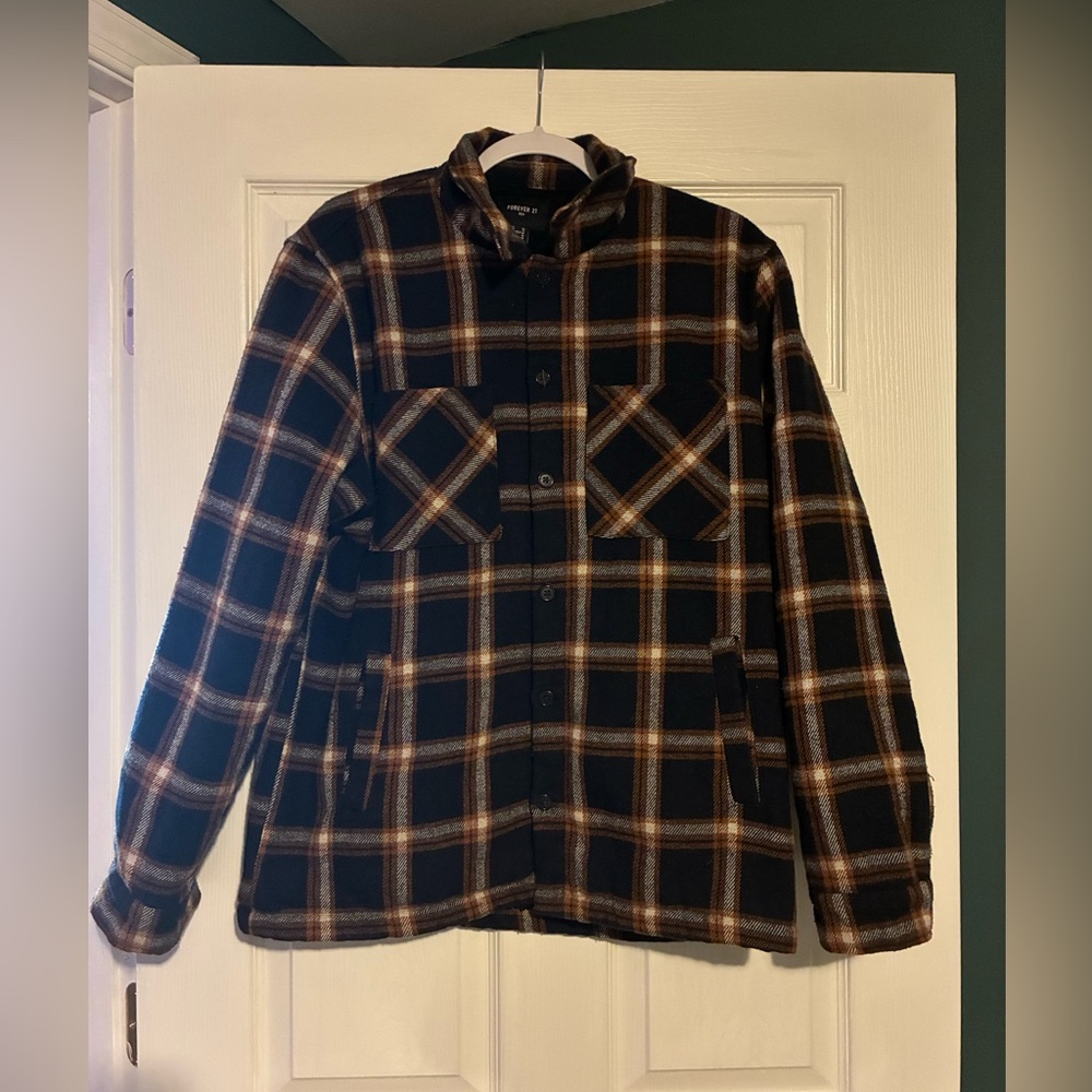 Forever 21 Black and Brown Plaid Shirt Jacket